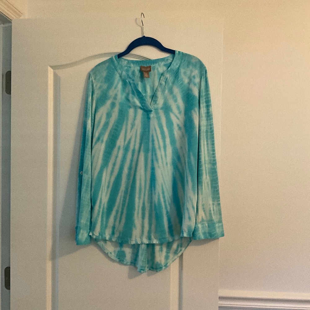 Chico‘s tie-dye long sleeve blouse Size 1